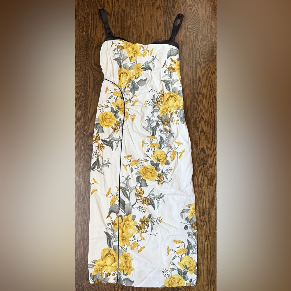 Anthropologie Yellow and Gray Floral Dress
